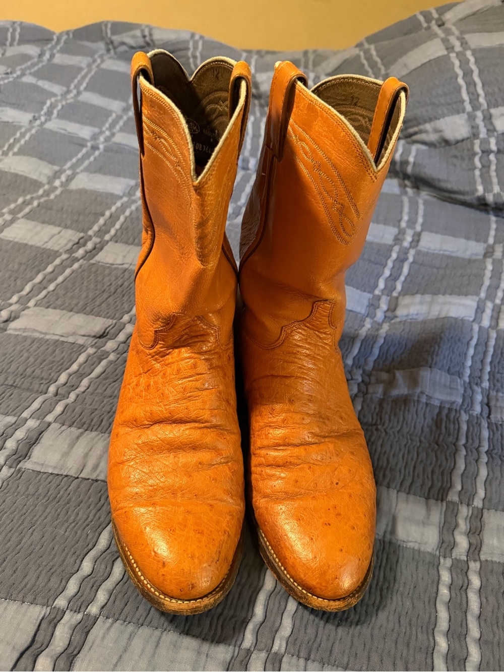 Vintage (1985) Justin Smooth Ostrich Roper Boots